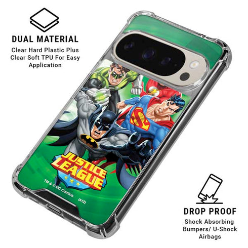 Justice League Team Power Up Green Pixel 9/9 Pro Clear Case